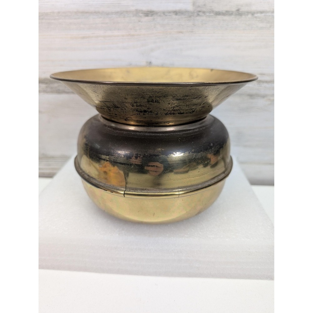 Vintage Brass Spittoon Cuspidor Chamber Pot 4.5x7 Inch Patina Rustic Decor Piece